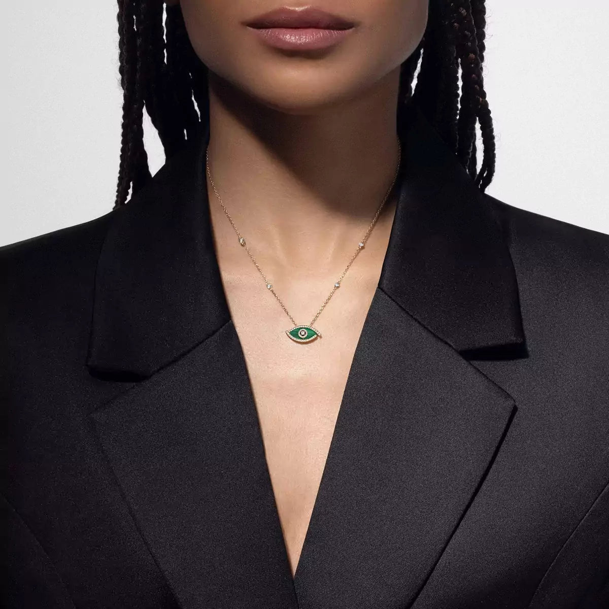 [ORA]Lucky Eye Diamond Necklace in Rose Gold and Turquoise