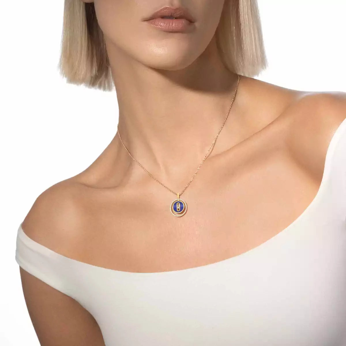 [ORA]Lucky Move Diamond Necklace in Rose Gold and White Mother-of-Pearl