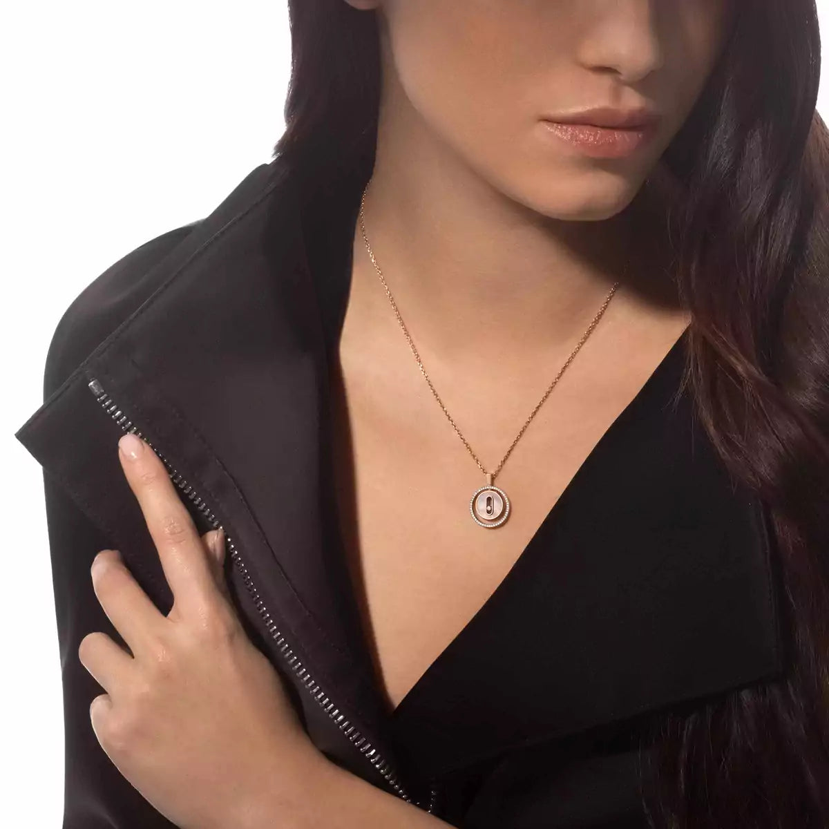 [ORA]Lucky Move Diamond Necklace in Rose Gold and White Mother-of-Pearl