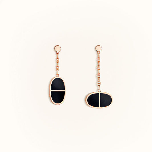 [ORA]CHAINE VERSO BLACK CERAMIC EARRINGS