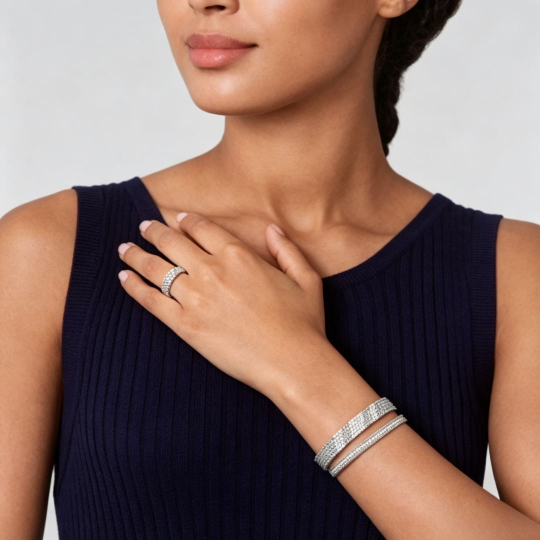[ORA] THREE-ROW DIAMOND RING