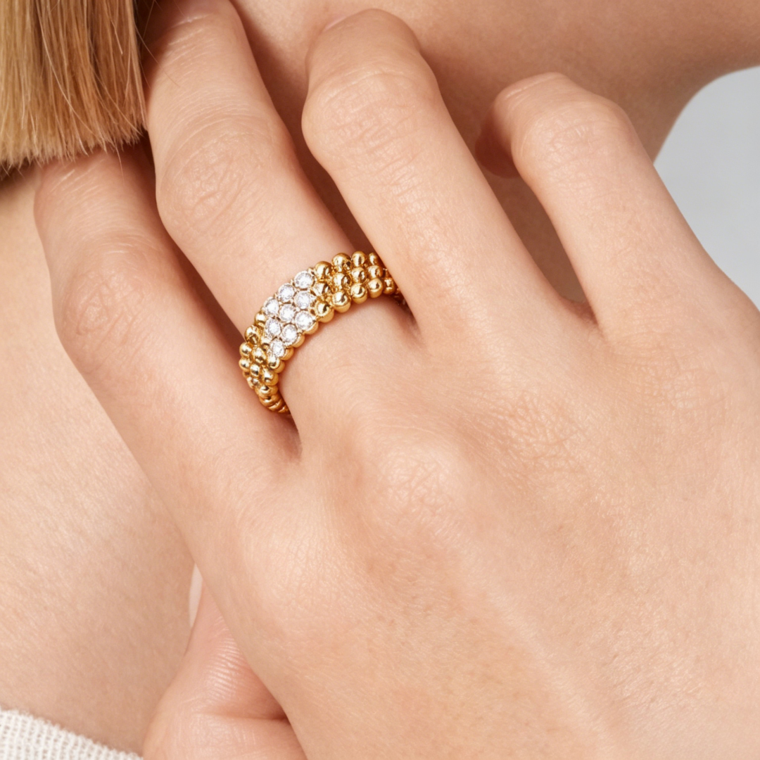 [ORA] THREE-ROW DIAMOND RING