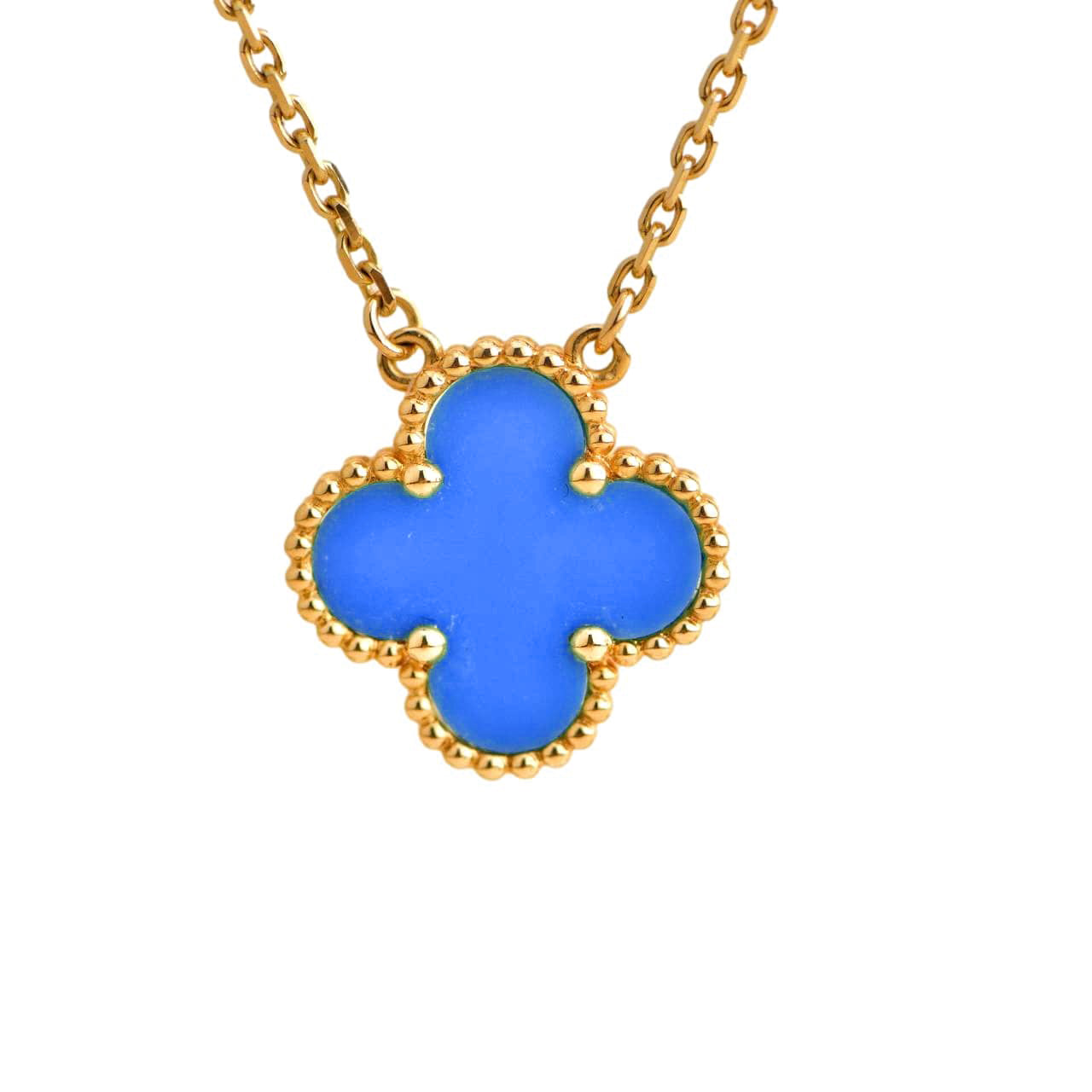 [ORA]CLOVER 15MM BLUE AGATE NECKLACE