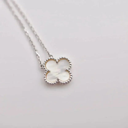 [ORA]CLOVER  15MM WHITE MOTHER-OF-PEARL SILVER