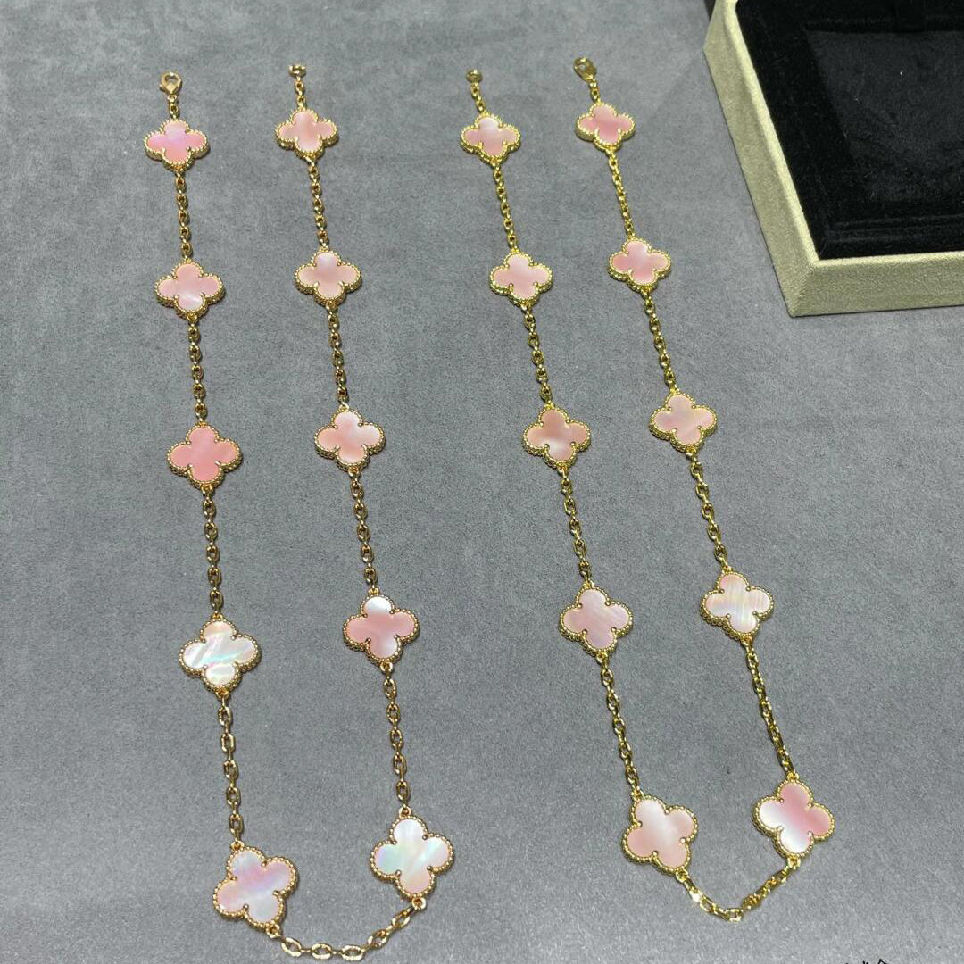 [ORA]CLOVER 10 MOTIFS PINK MOP NECKLACE