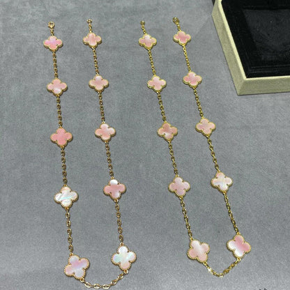 [ORA]CLOVER 10 MOTIFS PINK MOP NECKLACE