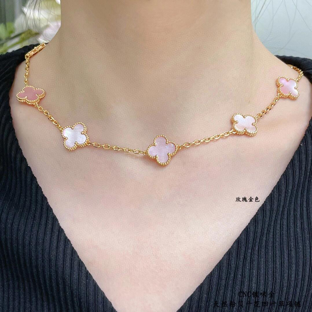 [ORA]CLOVER 10 MOTIFS PINK MOP NECKLACE