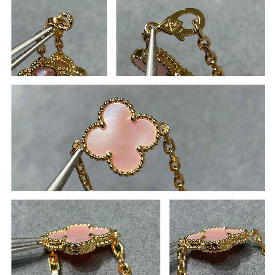 [ORA]CLOVER 10 MOTIFS PINK MOP NECKLACE