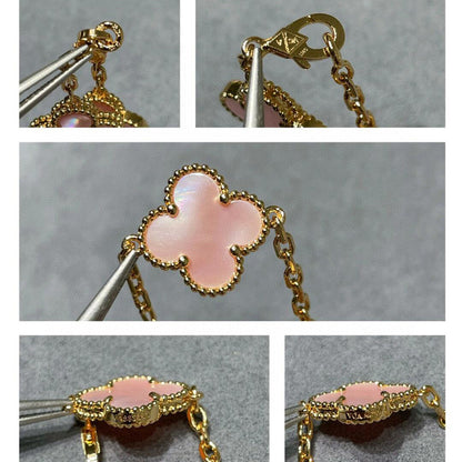 [ORA]CLOVER 10 MOTIFS PINK MOP NECKLACE