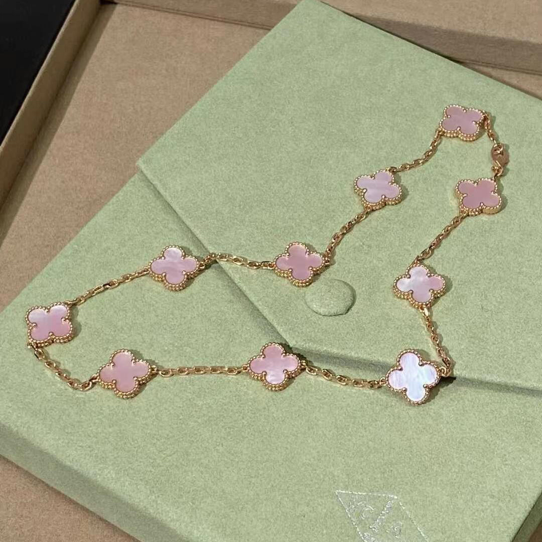 [ORA]CLOVER 10 MOTIFS PINK MOP NECKLACE