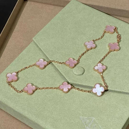 [ORA]CLOVER 10 MOTIFS PINK MOP NECKLACE
