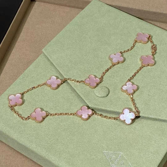 [ORA]CLOVER 10 MOTIFS PINK MOP NECKLACE