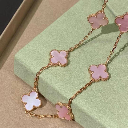 [ORA]CLOVER 10 MOTIFS PINK MOP NECKLACE