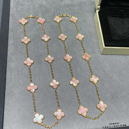 [ORA]CLOVER 10 MOTIFS PINK MOP NECKLACE