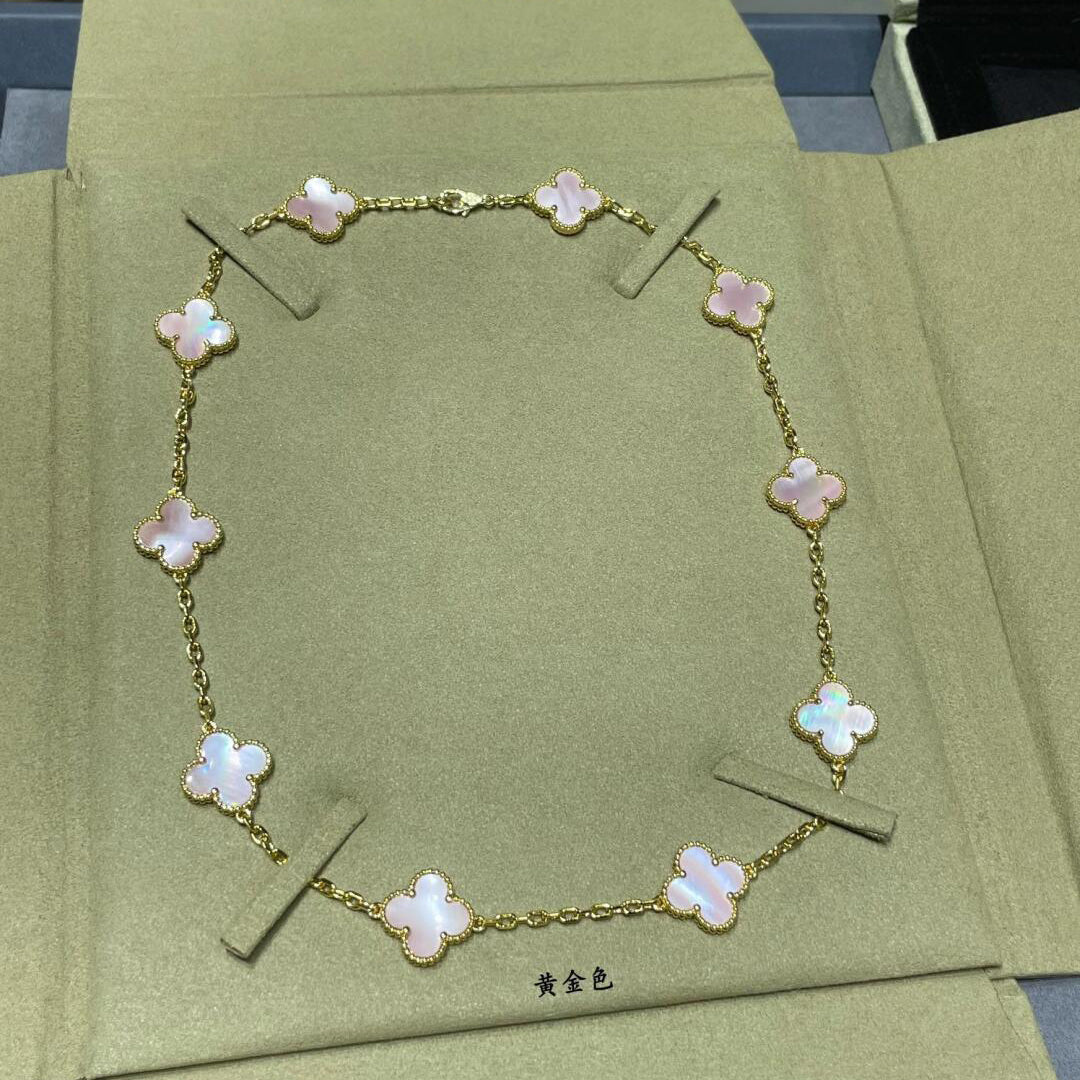 [ORA]CLOVER 10 MOTIFS PINK MOP NECKLACE