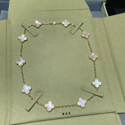 [ORA]CLOVER 10 MOTIFS PINK MOP NECKLACE