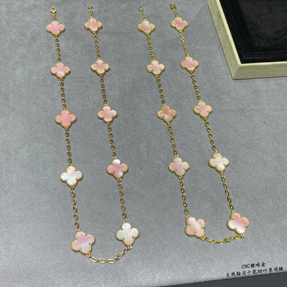 [ORA]CLOVER 10 MOTIFS PINK MOP NECKLACE