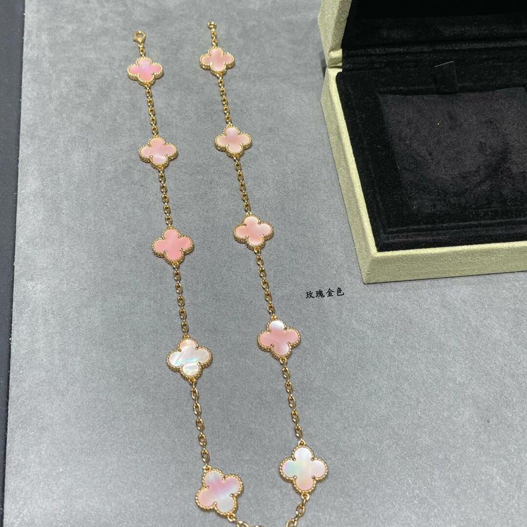 [ORA]CLOVER 10 MOTIFS PINK MOP NECKLACE