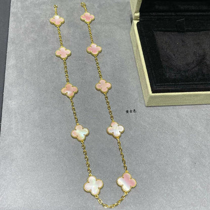 [ORA]CLOVER 10 MOTIFS PINK MOP NECKLACE