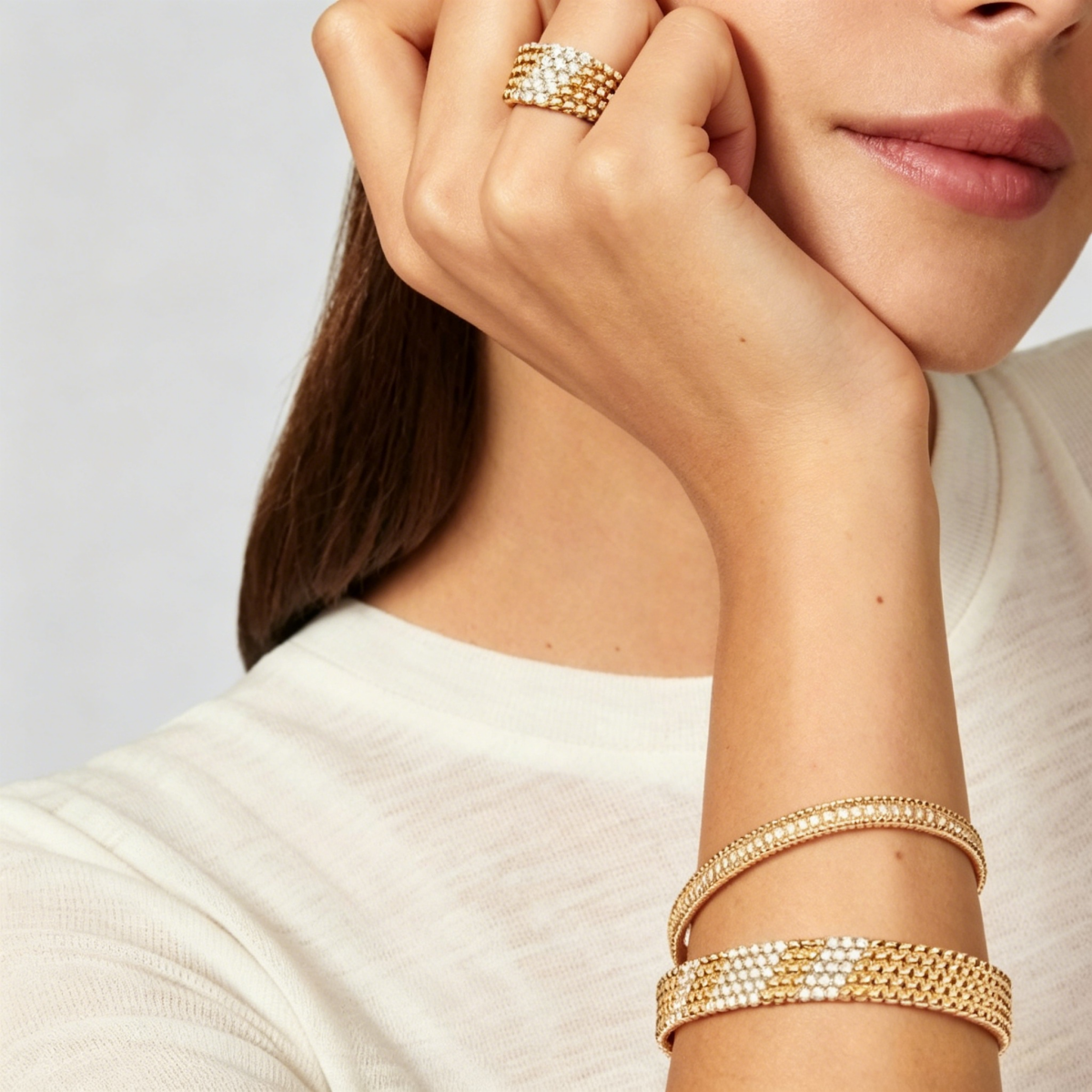 [ORA]  FIVE-ROW DIAMOND BRACELET