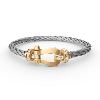 [ORA]FORCE LARGE HORSESHOE HALF DIAMOND BRACELET GOLD