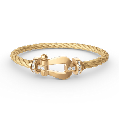 [ORA]FORCE LARGE HORSESHOE HALF DIAMOND BRACELET GOLD
