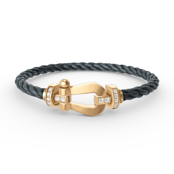 [ORA]FORCE LARGE HORSESHOE HALF DIAMOND BRACELET GOLD