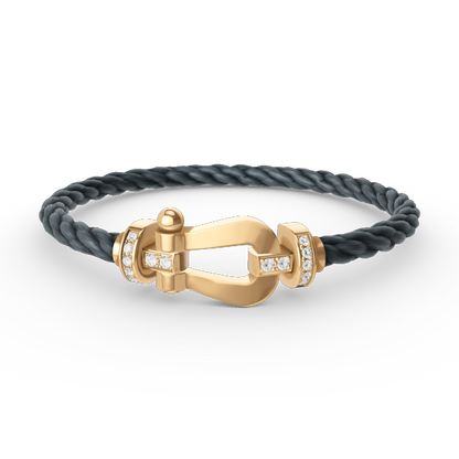 [ORA]FORCE LARGE HORSESHOE HALF DIAMOND BRACELET GOLD