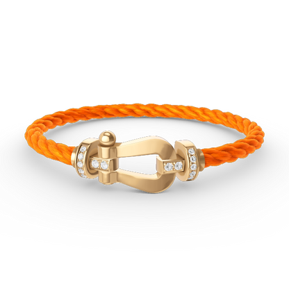 [ORA]FORCE LARGE HORSESHOE HALF DIAMOND BRACELET GOLD