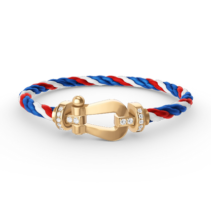 [ORA]FORCE LARGE HORSESHOE HALF DIAMOND BRACELET GOLD