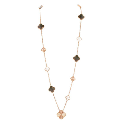 [ORA]DETACHABLE CLOVER 15(11+4) FLOWER ROSE GOLD NECKLACE SET