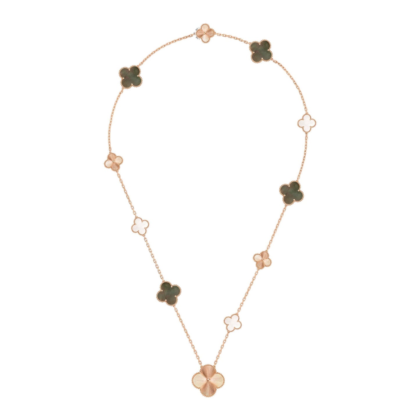 [ORA]DETACHABLE CLOVER 15(11+4) FLOWER ROSE GOLD NECKLACE SET