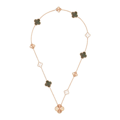 [ORA]DETACHABLE CLOVER 15(11+4) FLOWER ROSE GOLD NECKLACE SET