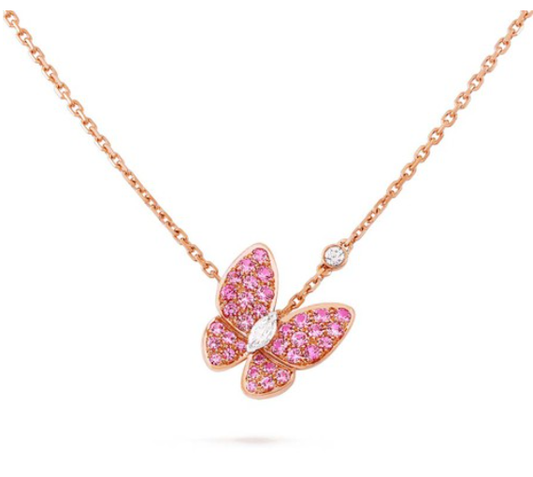 [ORA]BUTTERFLY RED DIAMOND ROSE GOLD NECKLACE