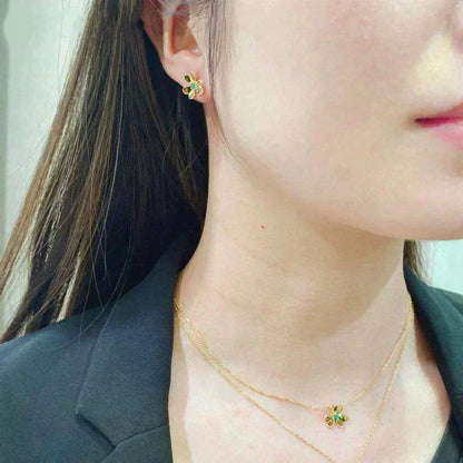 [ORA]FRIVOLE  FLOWER MALACHITE EARRINGS
