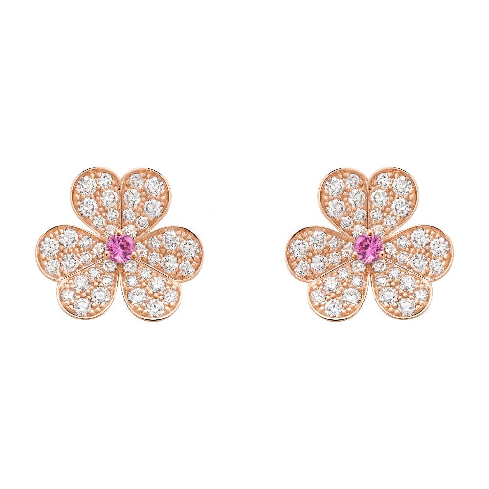 [ORA]FRIVOLE PINK GOLD FLOWER DIAMOND EARRINGS
