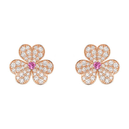 [ORA]FRIVOLE PINK GOLD FLOWER DIAMOND EARRINGS
