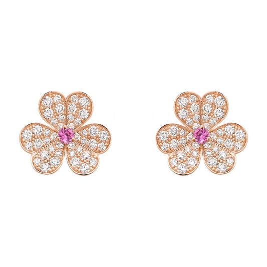 [ORA]FRIVOLE PINK GOLD FLOWER DIAMOND EARRINGS