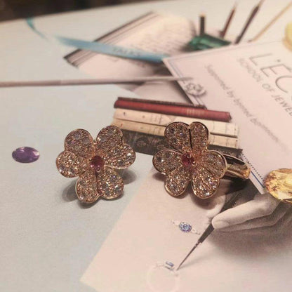 [ORA]FRIVOLE PINK GOLD FLOWER DIAMOND EARRINGS
