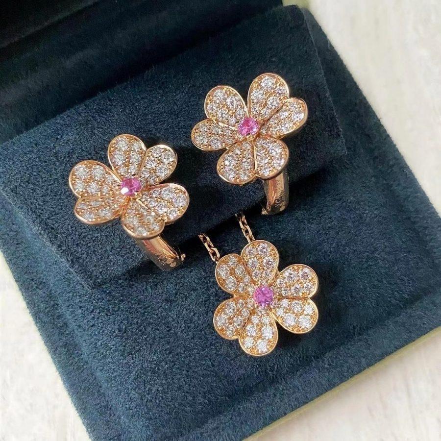 [ORA]FRIVOLE PINK GOLD FLOWER DIAMOND EARRINGS