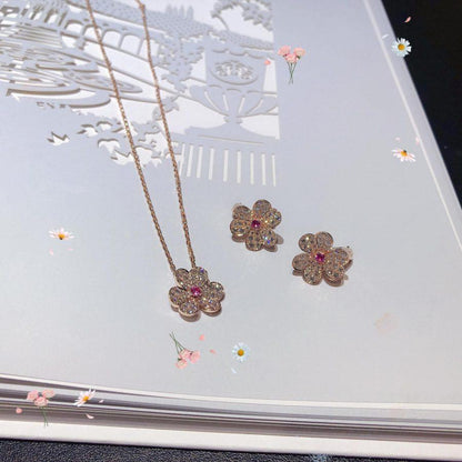 [ORA]FRIVOLE PINK GOLD FLOWER DIAMOND EARRINGS