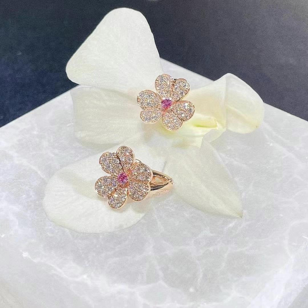 [ORA]FRIVOLE PINK GOLD FLOWER DIAMOND EARRINGS
