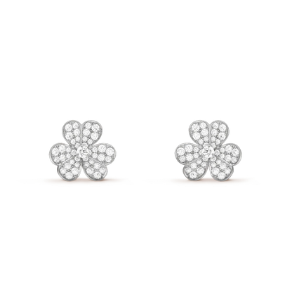 [ORA]FRIVOLE SILVER FLOWER DIAMOND EARRINGS