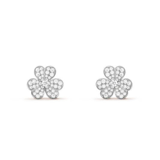 [ORA]FRIVOLE SILVER FLOWER DIAMOND EARRINGS