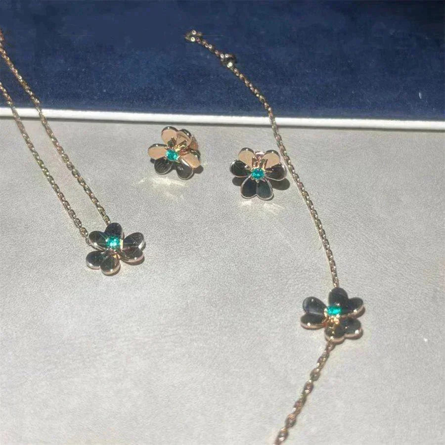[ORA]FRIVOLE  FLOWER MALACHITE EARRINGS