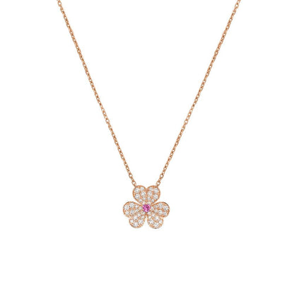 [ORA]FRIVOLE ROSEGOLD BLUMEN DIAMANT HALSKETTE