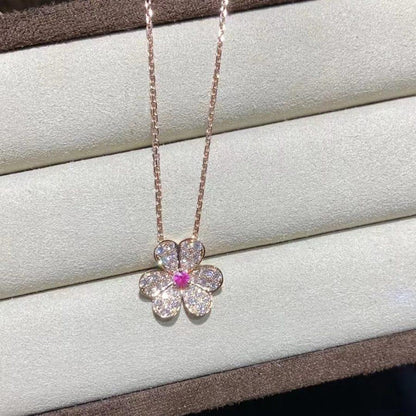 [ORA]FRIVOLE ROSE GOLD FLOWER DIAMOND NECKLACE