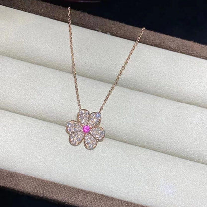 [ORA]FRIVOLE ROSE GOLD FLOWER DIAMOND NECKLACE