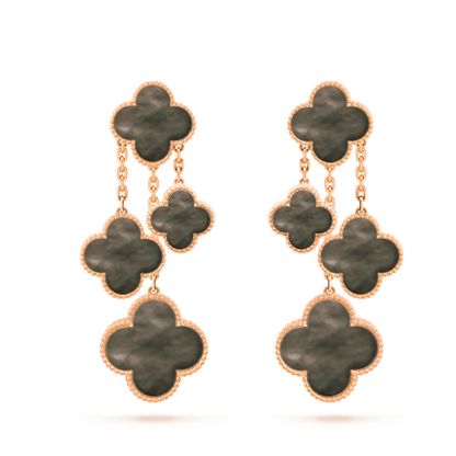 [ORA]CLOVER EARRINGS DARK MOP 4 MOTIFS ROSE GOLD