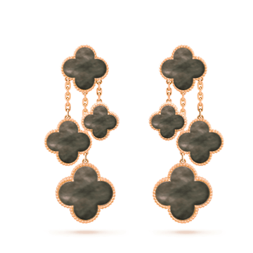 [ORA]CLOVER EARRINGS DARK MOP 4 MOTIFS ROSE GOLD